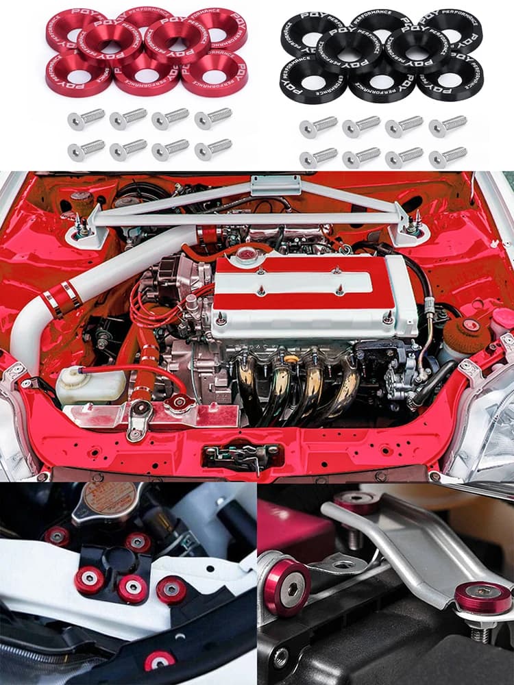 8 pièces de fixations hexagonales modifiées M6 pour voiture, rondelle d'aile, moteur de pare-chocs, vis concaves, rondelle d'aile, boulons de plaque d'immatriculation, style de voiture