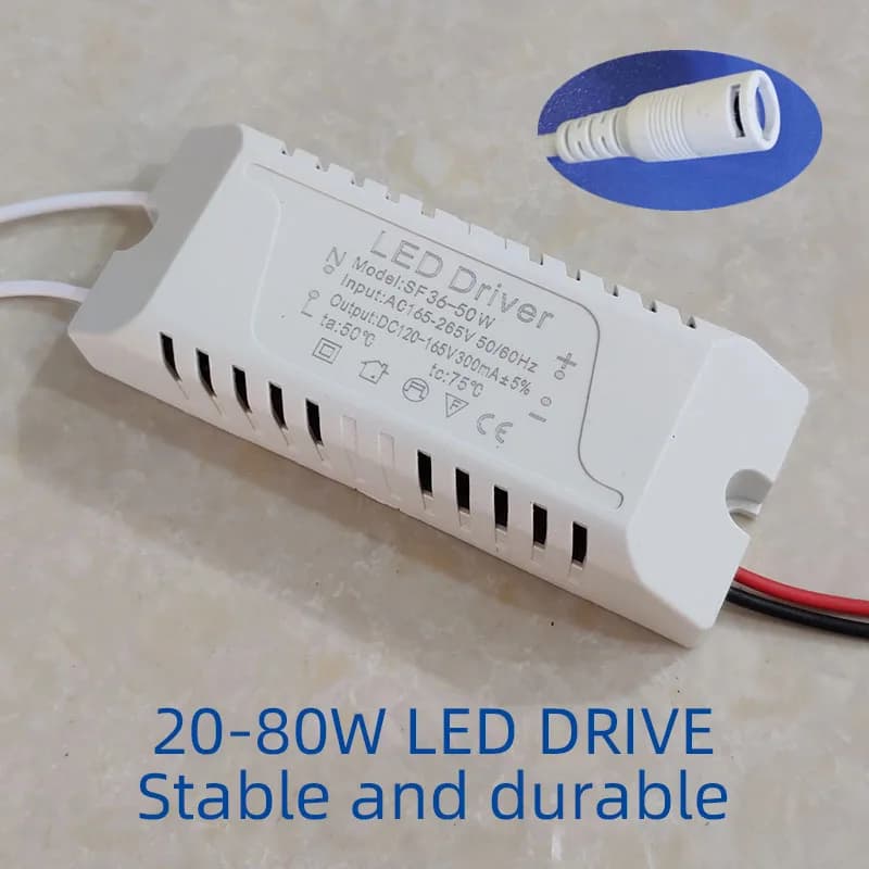 TransDevices pour éclairage LED, pilote de lampe de panneau, unité d'alimentation LED, connecteur CC, 24W, 36W, 50W, 58W, 60W, 68W, 80W