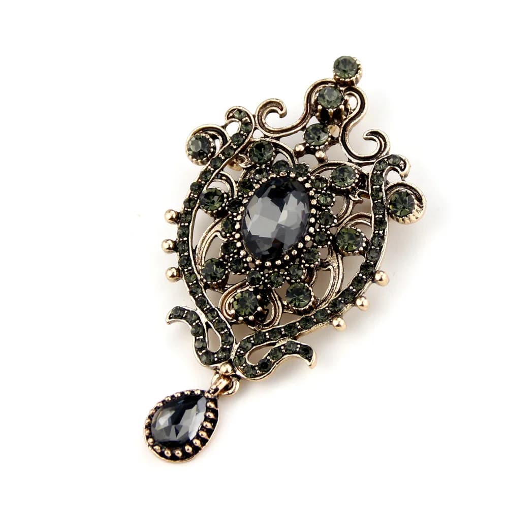 Sunspicems gris cristal bohême femmes broche turque ethnique Bijoux de mariage arabe fleur Hijab broches Bijoux Banquet cadeau