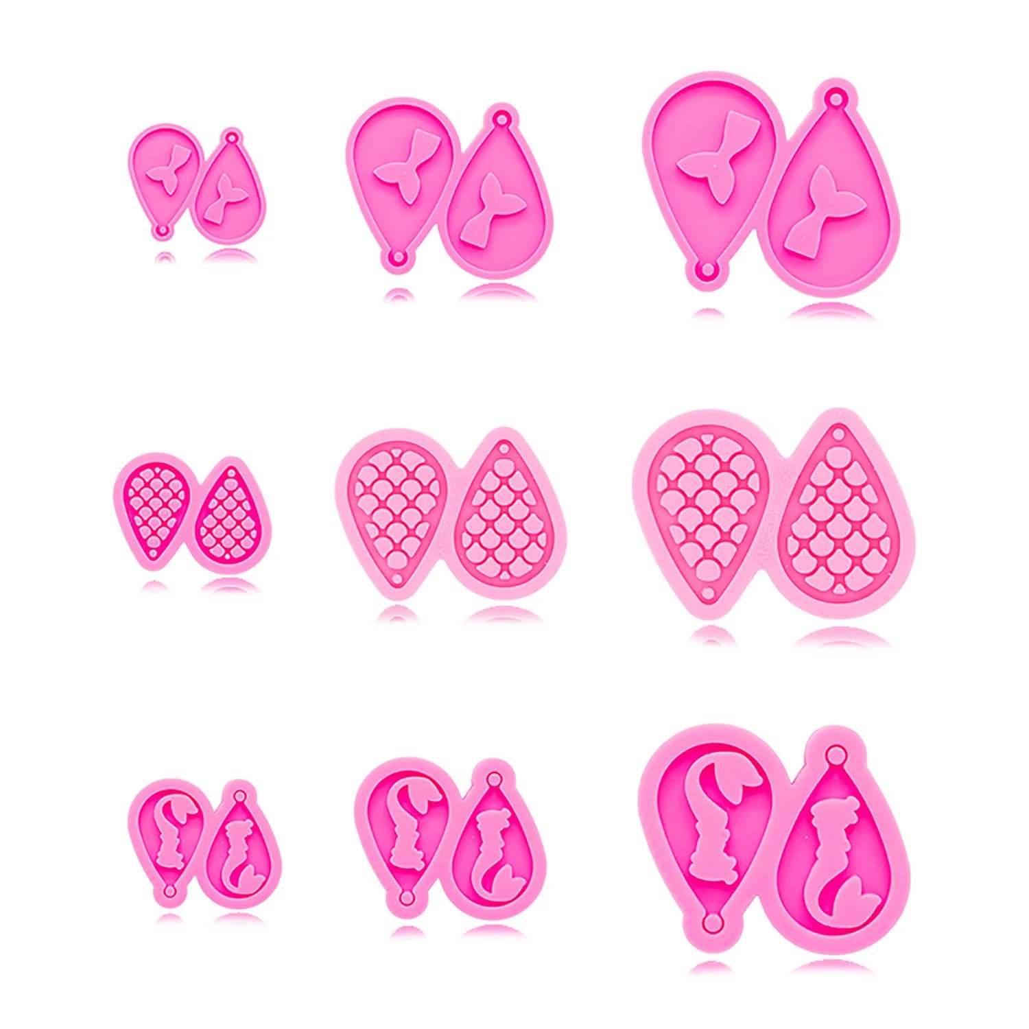 Moule en silicone pour boucle d'oreille sirène et queue de poisson pour fille, boucle d'oreille en forme de larme, bijoux en résine, moule en résine pour faire de l'artisanat avec élection, DY0ino 6,