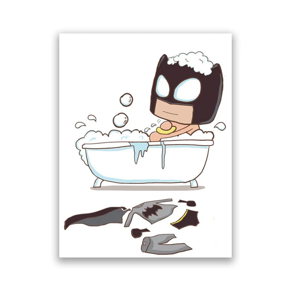 Super-héros brossage bain merde imprime drôle salle de bain signe affiche dessin animé héros affiches toile peinture toilette mur Art décor