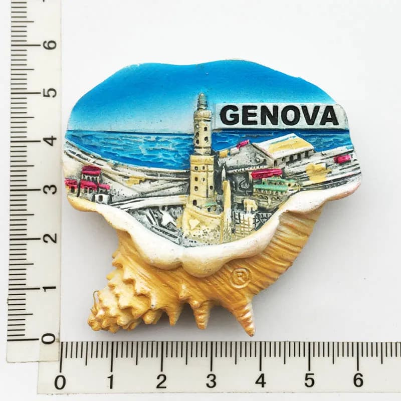Aimant de réfrigérateur en résine de magnétisme, artisanat commémoratif de voyage créatif, ornements 3D, autocollants de réfrigérateur, Gênes, Italie