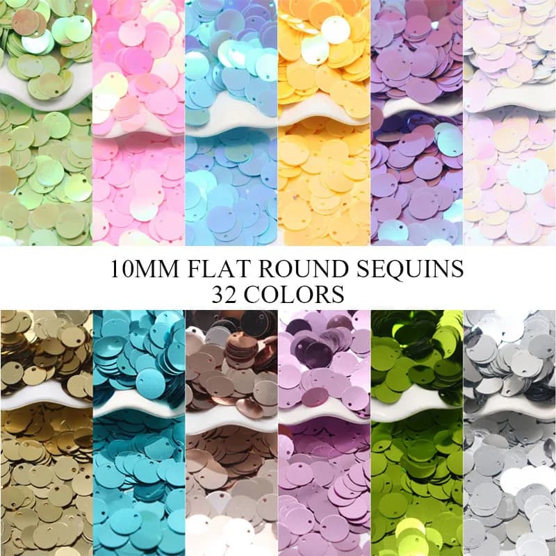 Paillettes rondes 10mm 15mm 20mm 25mm, trous, confettis, décoration de mariage, bijoux à bricoler soi-même, sac à vêtements, accessoires Lentejuelas10g