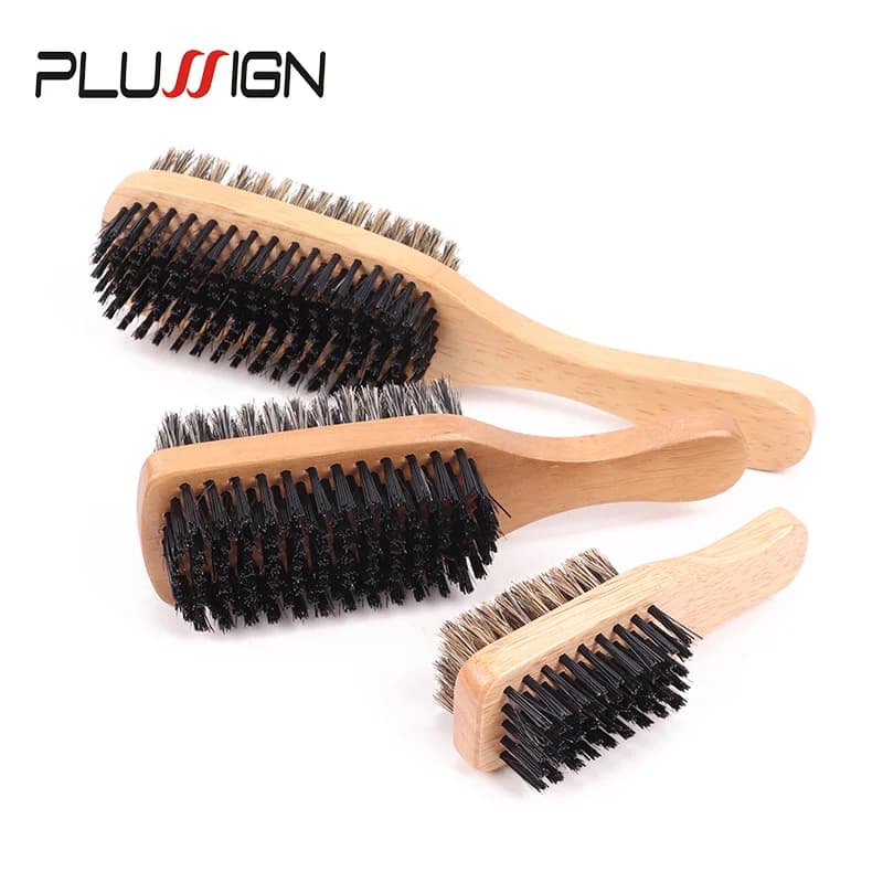 Salon et usage domestique hommes brosse à barbe en bois Double face 100% poils de sanglier vague brosse à cheveux pour hommes cheveux et barbe outils de coiffure