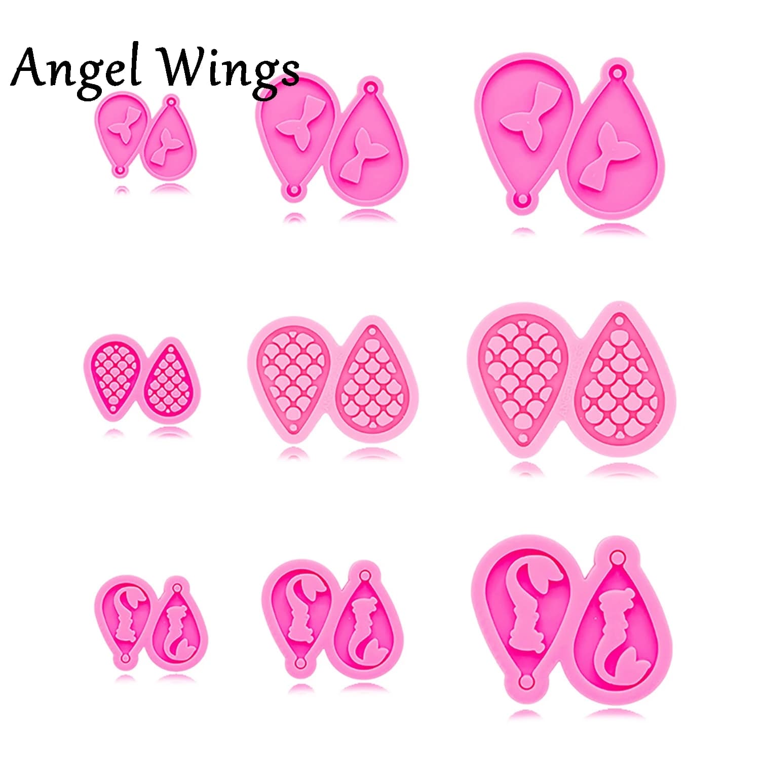 Moule en silicone pour boucle d'oreille sirène et queue de poisson pour fille, boucle d'oreille en forme de larme, bijoux en résine, moule en résine pour faire de l'artisanat avec élection, DY0ino 6,