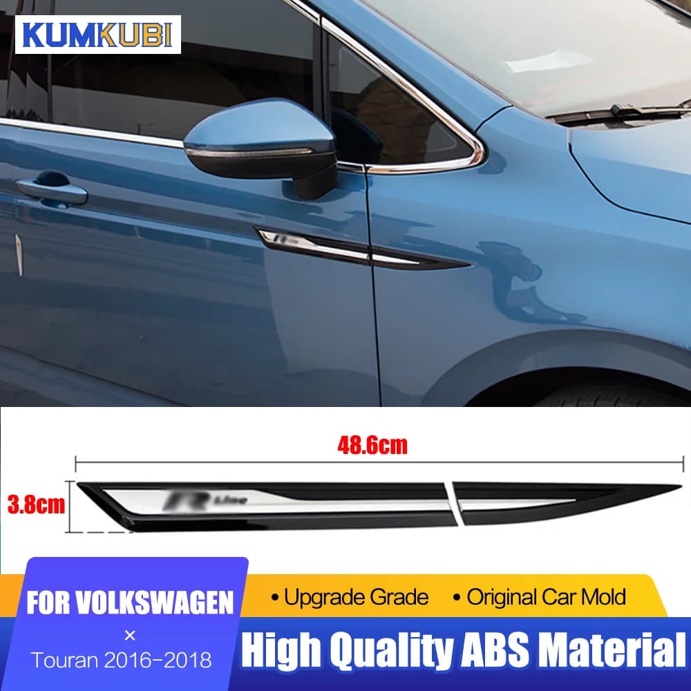 Autocollant d'emblème latéral de porte d'origine, garniture de couverture, style de voiture adapté pour Volkswagen Touran, 2016, 2017, 2018, 4 pièces