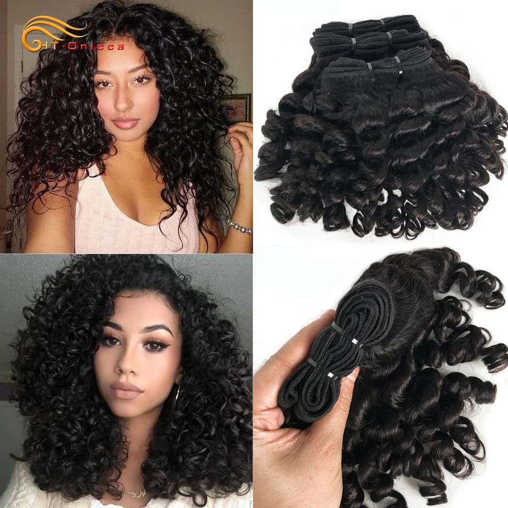 Tissage en lot indien naturel Remy bouclé et rebondissant, Extensions de cheveux naturels, pour femmes noires, offres en lots de 1, 3, 4
