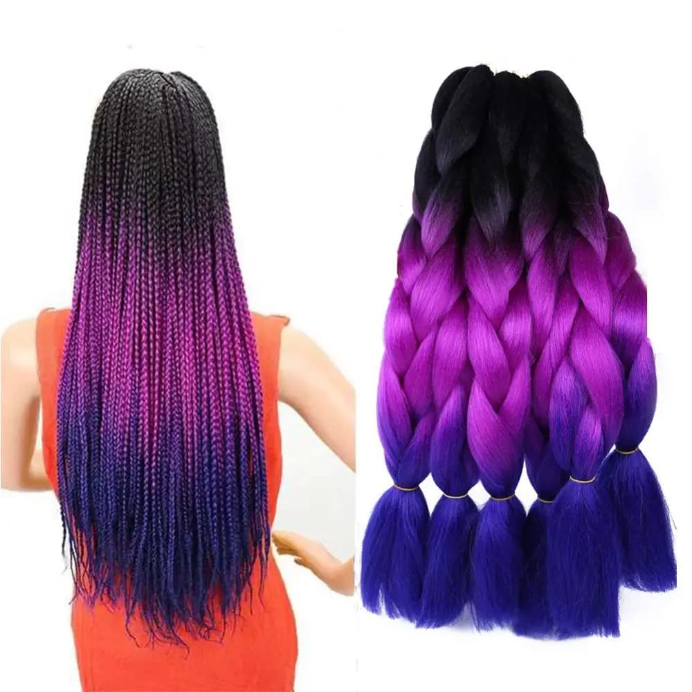 6.18 Jumbo tressage Extensions de cheveux Kanekalon tressage cheveux 24 pouces Ombre plusieurs tons colorés cheveux synthétiques pour les femmes