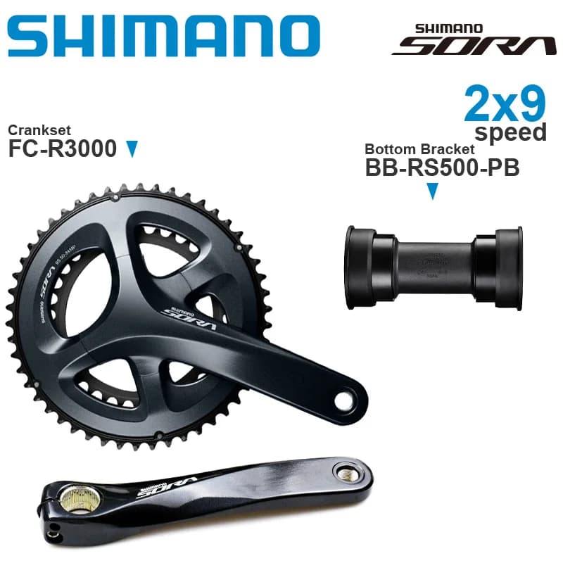 WinterMANO-Pédalier avec manivelle pour vélo de route, Sora R3000, 2x9V, 2x9 vitesses, RS500, largeur de coque de support rapide astronomique 68mm, 70mm, 86mm