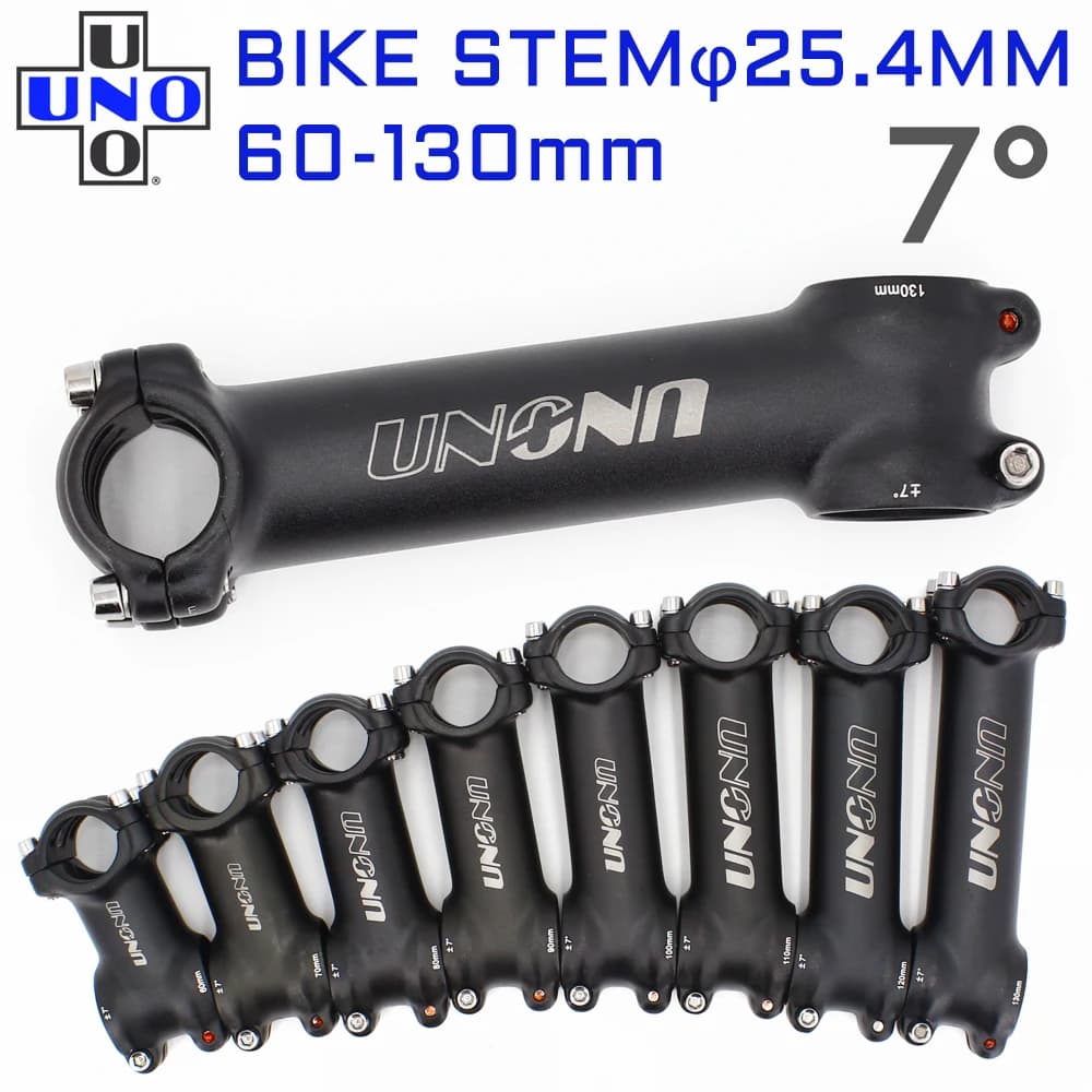 UNO tige de vélo vtt montagne tige ultralégère en aluminium AL6061 7 degrés tige de vélo de route 25.4*60/70/80/90/100/110/120/130mm