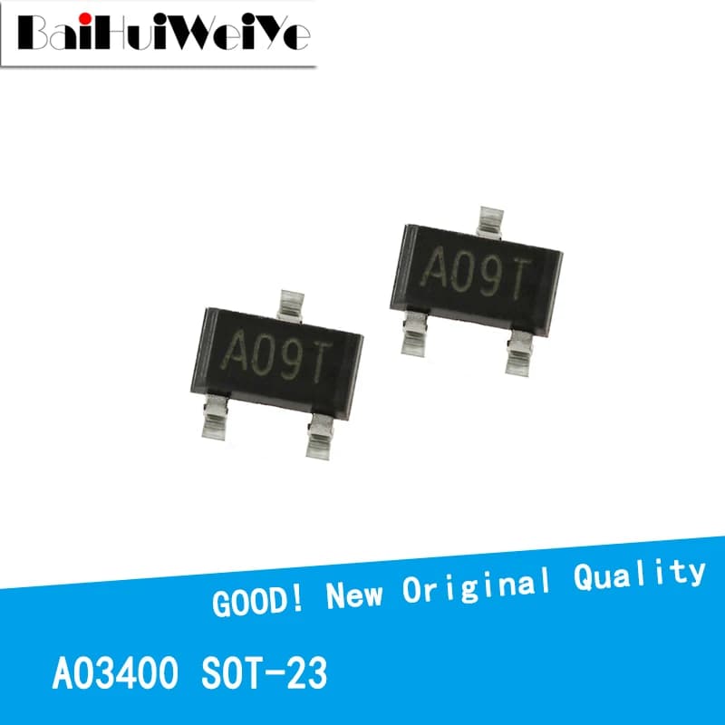 Lot de 50 puces IC AO3400 SOT23 AO3400A SOT-23 A09T SOT23-3 SMD, nouvelles et originales, MOSFET MOSFT