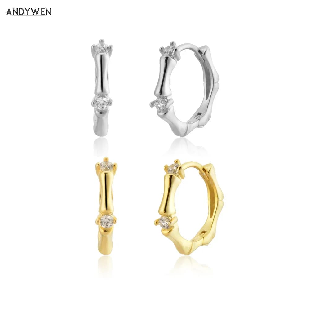 ANDYWEN-Piercing en Argent Sterling 925 et Or pour Femme, Cerceaux de Boucle, Bijoux Fins, Cercle de Clip, 11mm, 2021