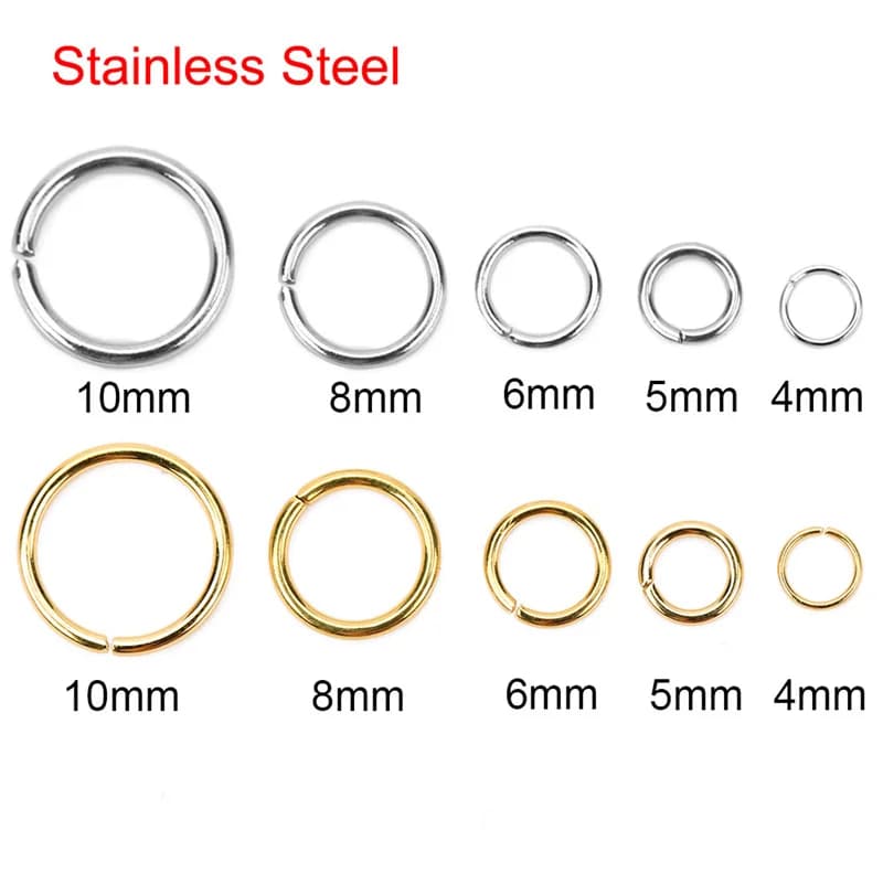 Anneaux ouverts en acier inoxydable pour diabétiques, connecteurs d'anneaux fendus, collier, bracelet, accessoires de bijoux, ne se fanent jamais, sweat-shirts, 4mm, 5mm, 6mm, 8mm, 50 pièces, 100