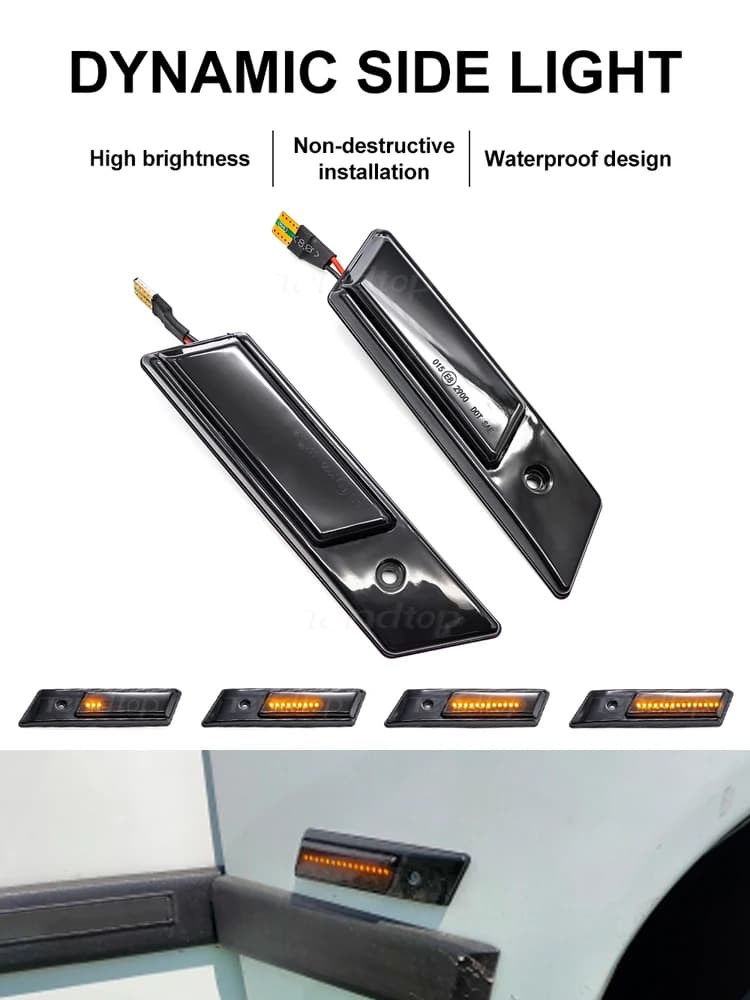 2 pièces adaptées à la BMW E32 E34 E36 1990-1996 M3 M5 3 5 7 séries feux de position latéraux de voiture LED dynamiques feux de signalisation répéteur