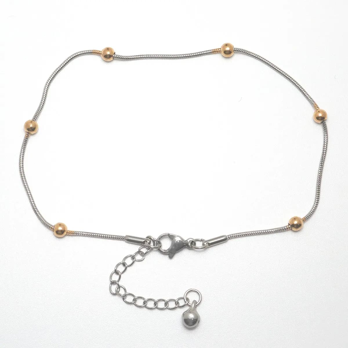 304 En acier inoxydable Bracelet De Cheville En Argent Couleur Or Couleur Ronde Perles Bracelet De Cheville À Breloques Bracelet Pour Femmes Nu-pieds Montrent Bijoux, 1 pièce