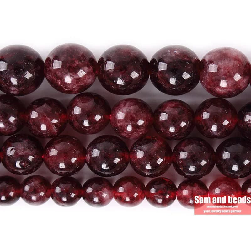 Perles rondes en Quartz grenat rouge foncé naturel, amples, pour la fabrication de bijoux, Bracelets et colliers, 15 pouces, 4/6/8/10mm