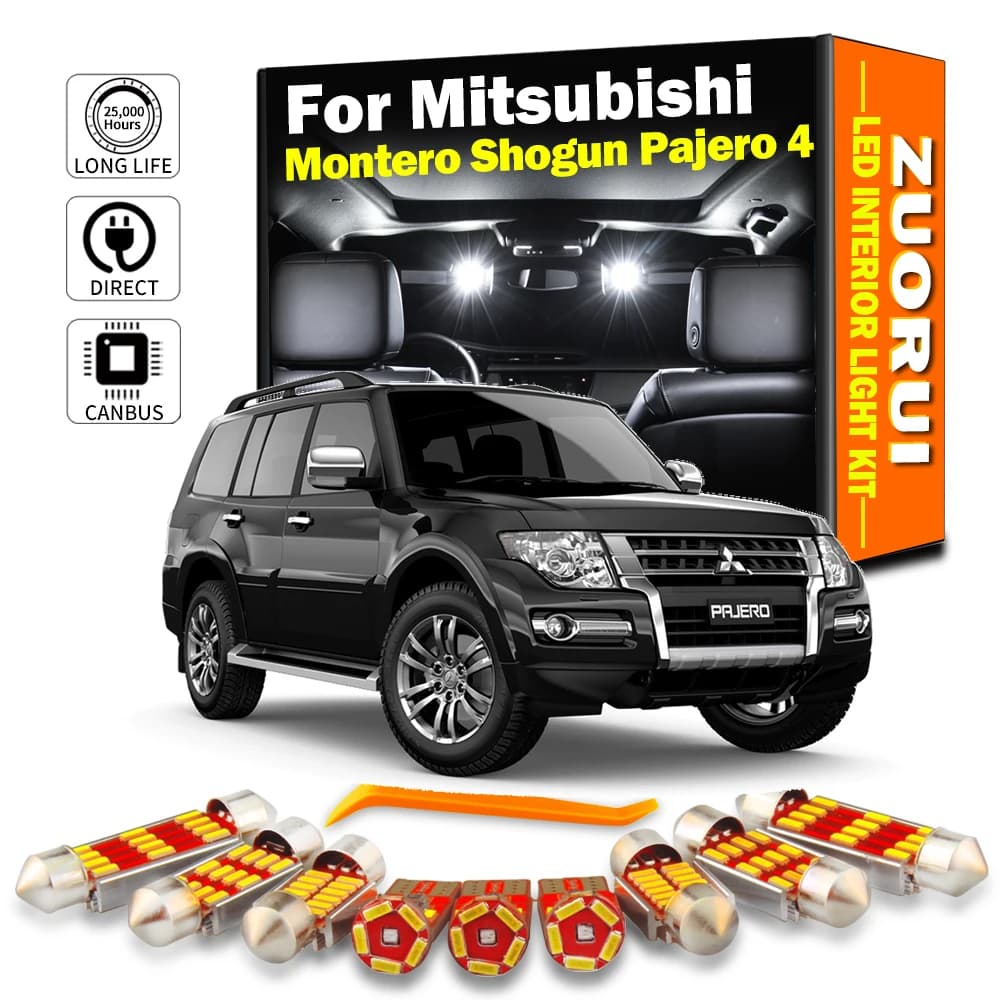 ZAOXI Kit de 7 lampes LED Canbus pour éclairage intérieur de voiture pour Mitsubishi Montero Shogun Pajero 4 V80 V93 V97 V98 2007-2019 2020