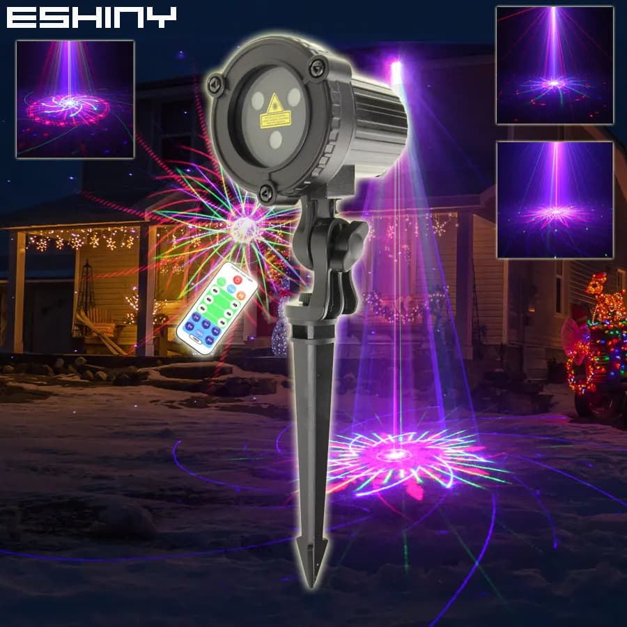 ESHINY RG/RGB Laser jardin paysage lumière étoiles mobiles/60/96 motifs projecteur extérieur IP65 télécommande arbre lampe de nuit Z2N7