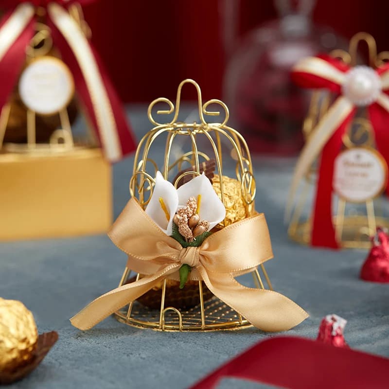 Boîte à bonbons de mariage en fer blanc, sac cadeau cloche en forme de cage à oiseaux avec poignées, boîtes à chocolat, emballage, boîte cadeau, fournitures de fête