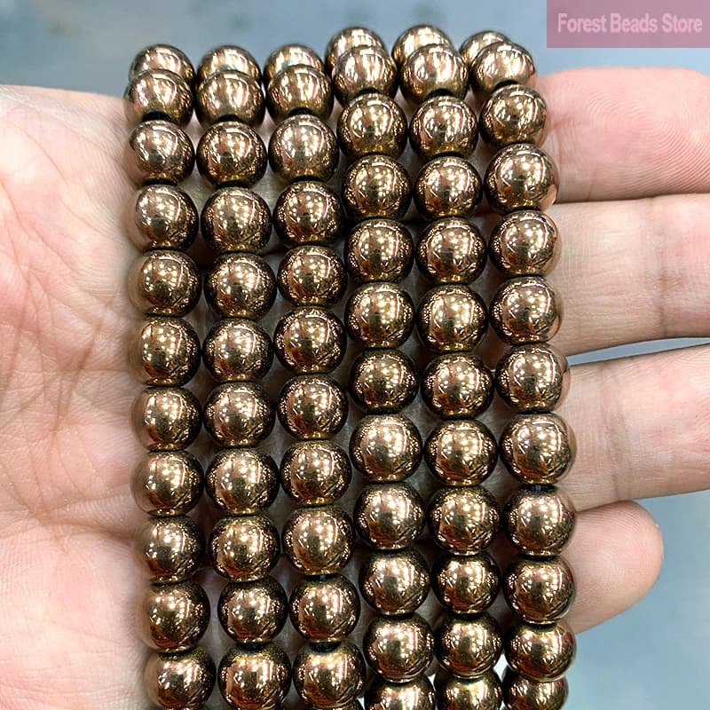 Perles en pierre d'hématite marron chocolat lisse, perles d'espacement amples pour la fabrication de bijoux, collier et Bracelet à faire soi-même, 2/3/4/6/8/10/12mm 15"