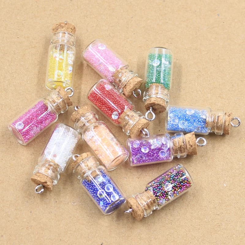 Breloques en verre de bouteille de dérive de sable, pendentif, artisanat, résultats exécutifs, bijoux faits à la main, bricolage pour boucles d'oreilles, collier, 10 pièces