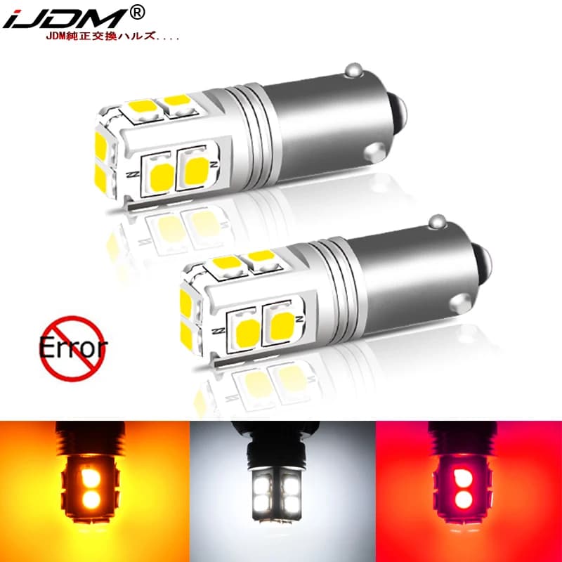 IJDM-Feux de voiture Canbus BA9S, BAX9S, BAY9S, LED pour les barrage de la voiture ou les feux de stationnement, H21W, H6W, T4W, Planner Plate Lights, 12V-24V