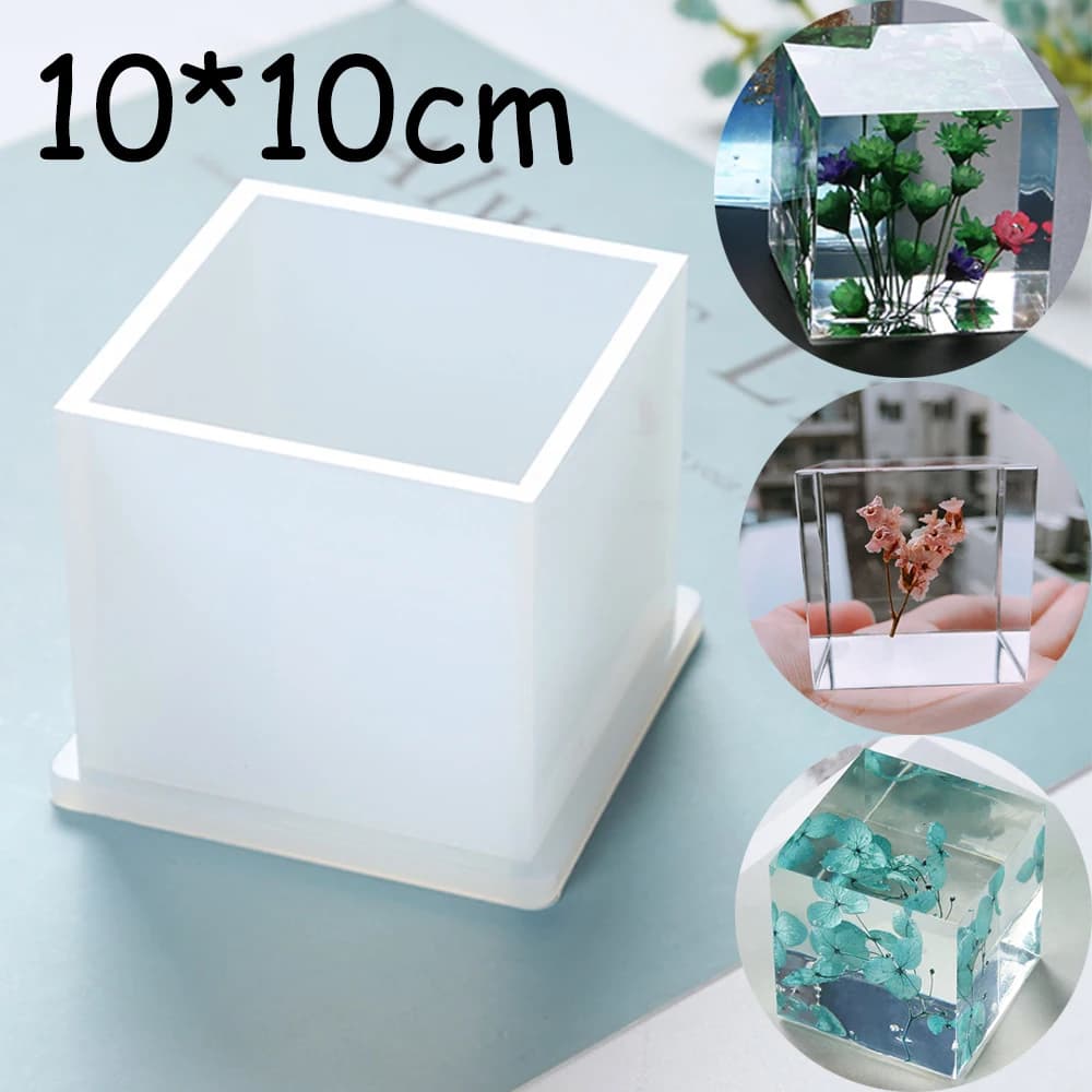 Grand Cube en résine de 10cm/4 pouces, carré en Silicone, moulage en résine époxy pour bricolage, presse-papier, fournitures d'outils de fabrication d'échantillons