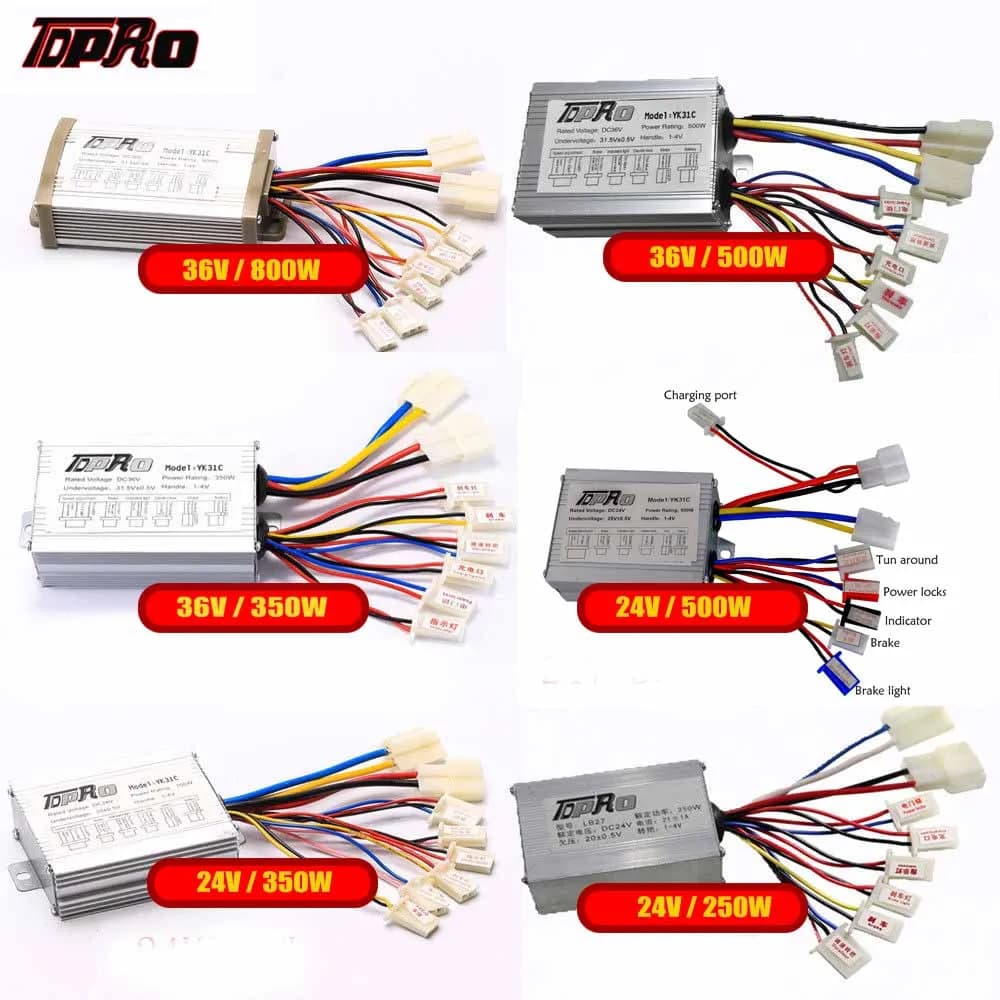 TDPRO-Boîtier de Contrôle de Vitesse de Moteur à Balais, 24V/36V, 250W/350W/500W/800W, pour Vélo RL Go Kart, Façade, Pit Bike, Scooter