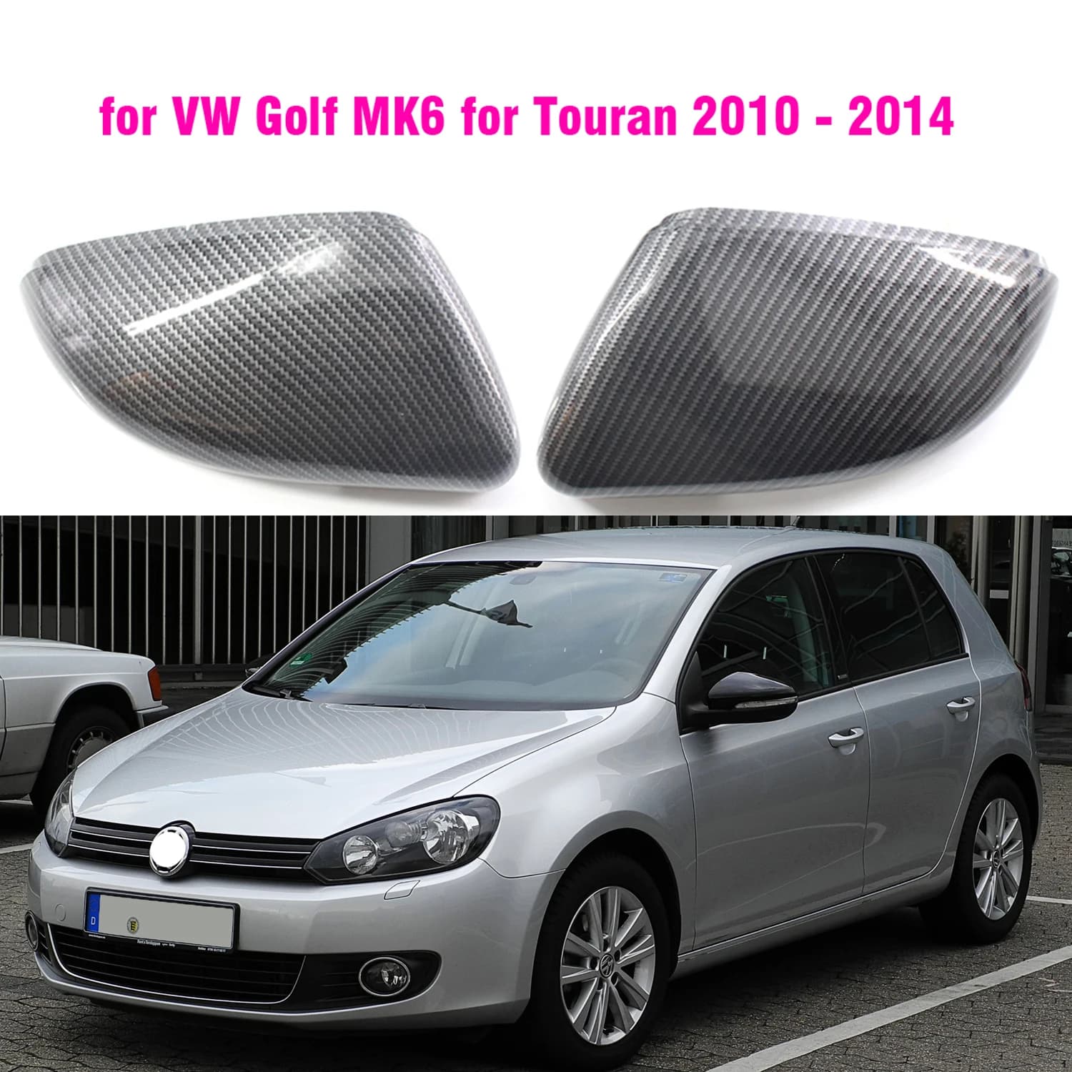 Couvercle de rétroviseur noir brillant en Fiber de carbone, pièces de rechange pour VW Volkswagen Golf 6 MK6 pour Touran