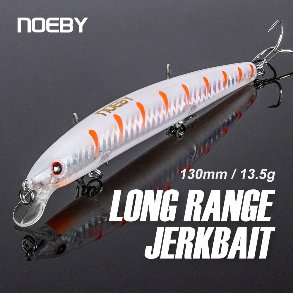 NOEBY – leurre méné rigide flottant longue portée, appât artificiel wobbler idéal pour la pêche au brochet ou au bar, 130mm, 13.5g