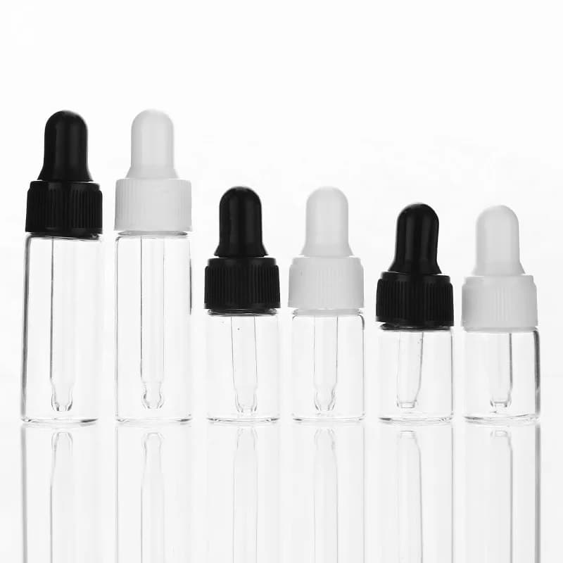 Flacons compte-gouttes en verre pour huile essentielle, 1ml, 2ml, 3ml, 5ml, 10ml