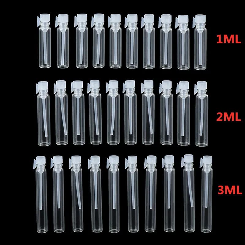 Flacon vide en verre transparent de 1/2/3ml, 10 pièces, petits flacons pour échantillons de parfum, Tube de Test de parfum liquide de laboratoire