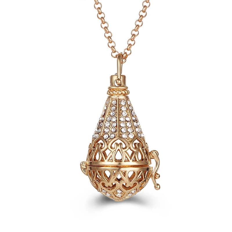 Boule de musique du mexique, pendentif en Zircon creux, médaillon de parfum Vintage, diffuseur d'aromathérapie, chaîne de pull pour femmes, bijoux