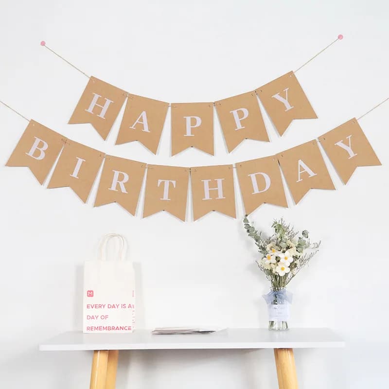 Pendentif en papier Kraft pour décoration de joyeux anniversaire, drapeau en queue de poisson, pour chambre d'enfants