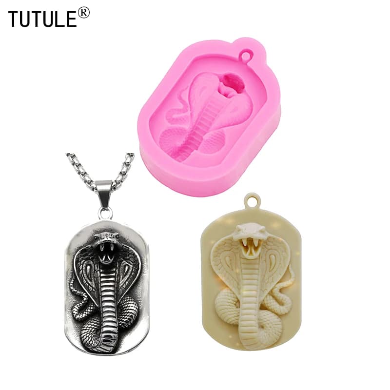 King Cobra – moule en Silicone pour fabrication de bijoux, moule à gâteau au chocolat en résine d'argile polymère Fondant, moule à collier en argile polymère