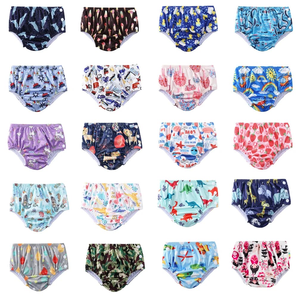 Couches de natation réutilisables, 9 pièces/lot, pour garçons et filles, maillots de bain dessin animé, pantalons de natation d'été pour enfants