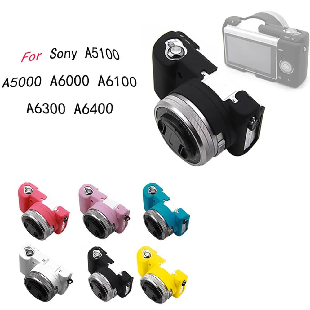 Étui en caoutchouc de silicone souple pour appareil photo, housse pour Sony Alpha A5100, A5000, A6000, A6100, A6300, A6400, sac de protection de la peau, corps de protection