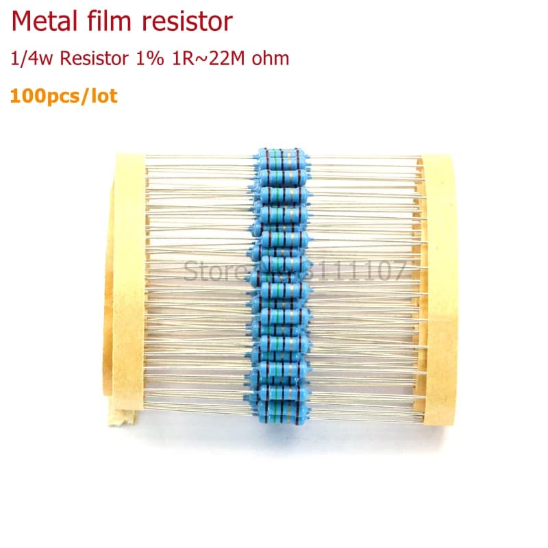 100 PCS/LOT 1/4 W 1R ~ 22 M 1% résistance à film métallique 100R 220R 1K 1.5K 2.2K 4.7K 10K 22K 47K 100K 100 220 1K5 2K2 4K7 ohm résistance