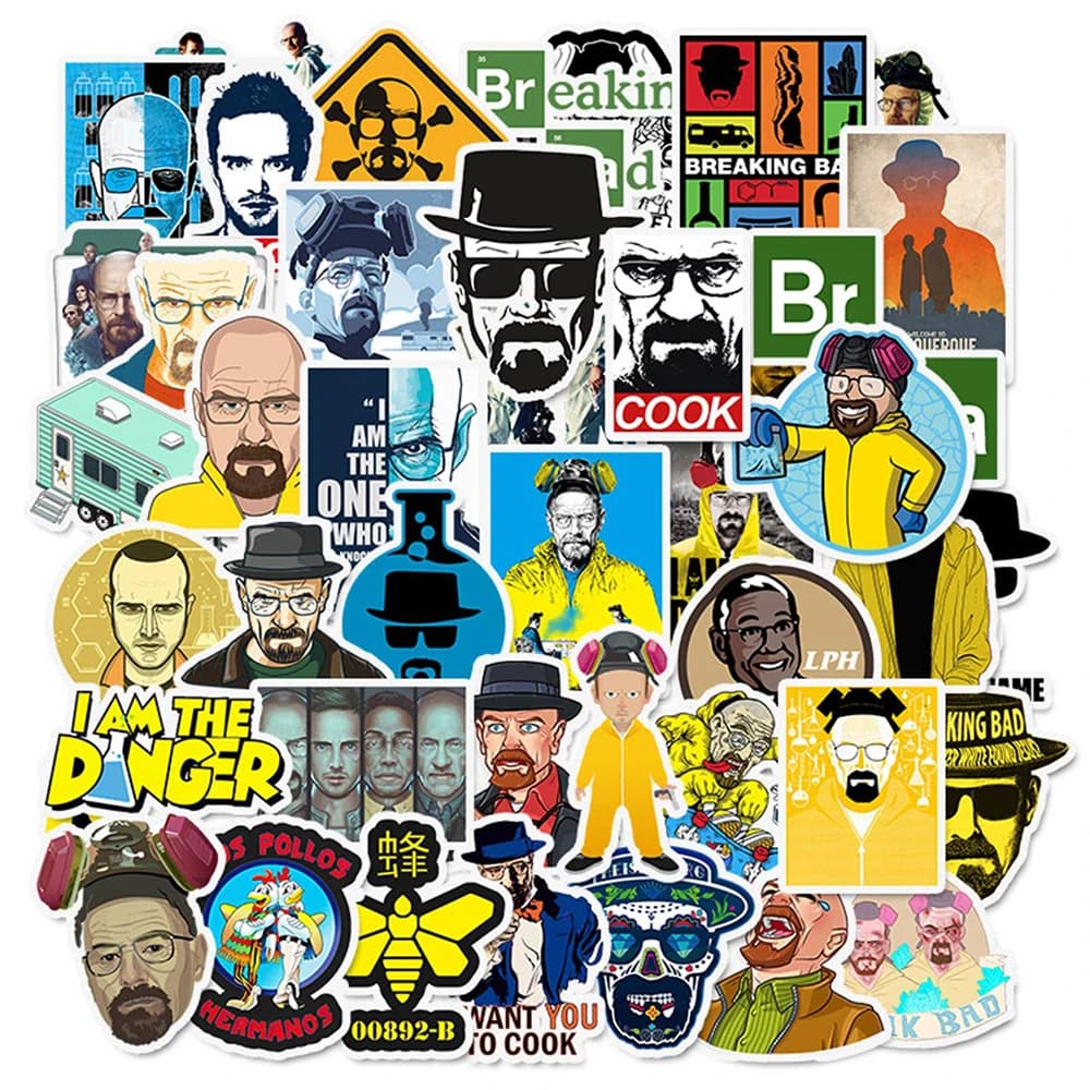 10/30/50pcs Breaking Bad émission de télévision autocollants PVC étanche jouet Graffiti enfant autocollants planche à roulettes guitare valise bagages voiture décalcomanie