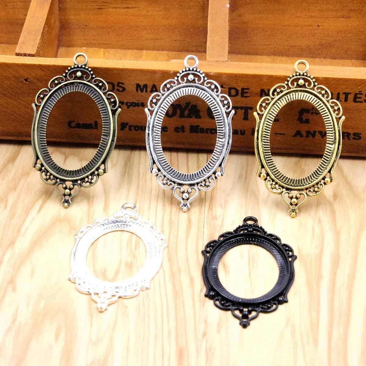 Cabochons ovales à motif camée, cadre en verre, paramètres de lunette, vierge, bricolage, accessoires exécutifs, été, mode, K06 Matte, ajustement, 30x40mm, 5 pièces
