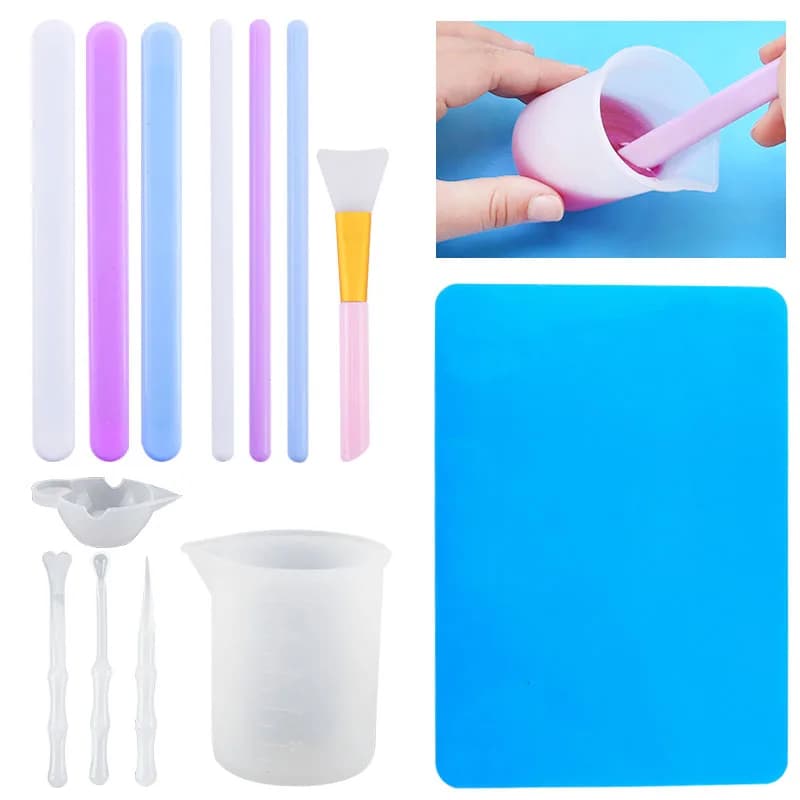 Outils de bricolage en résine de silicone, tasse à mesurer de distribution, tampon en silicone et brosse, élection xy, bijoux exécutifs, le plus récent