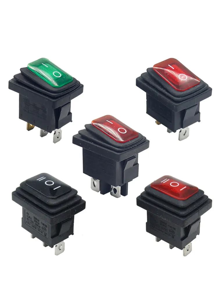 Équipement électrique 21x15mm 15/10(A) 125/250vac avec interrupteur lumineux, interrupteur à bascule étanche à 3 positions
