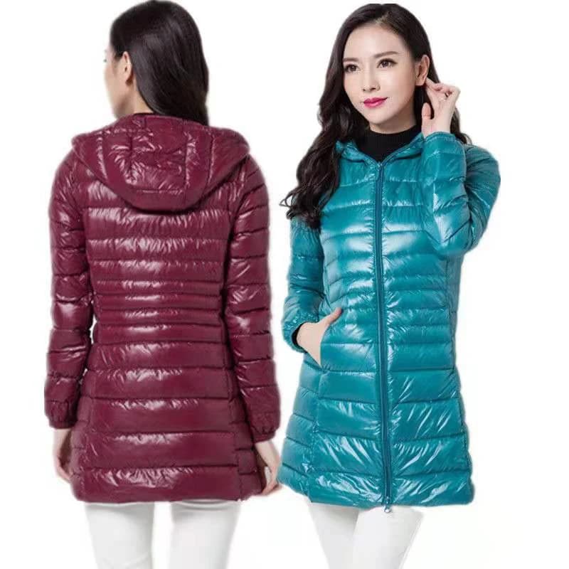 Doudoune en duvet de canard blanc pour femme, veste chaude et longue, légère, à capuche, ultralégère, Portable, 5XL 6XL 7XL, automne