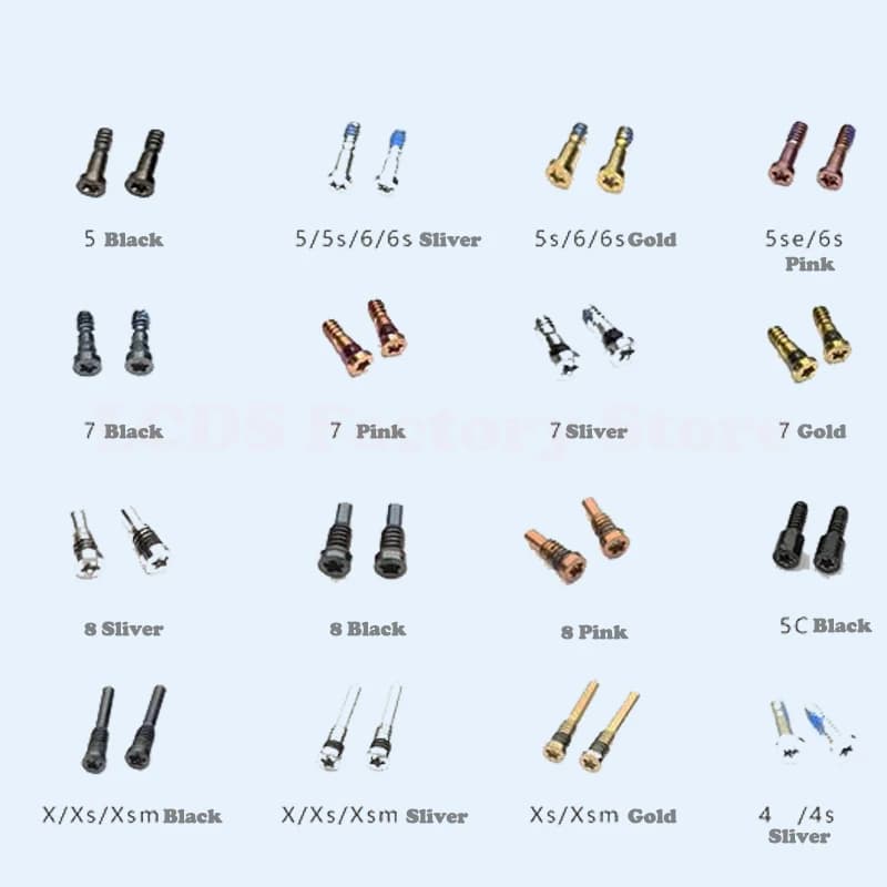 Vis de couverture arrière pour iPhone 5 5s 6 6s 7 8 Plus X, connecteur de quai inférieur, vis Pentalobe cinq étoiles, 4 pièces/lot