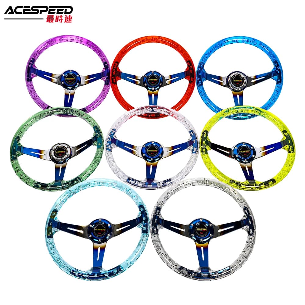 Volant en acrylique pour voiture de course sportive JDM, jeu PC, contrôle de la dérive, 14 ", 345mm
