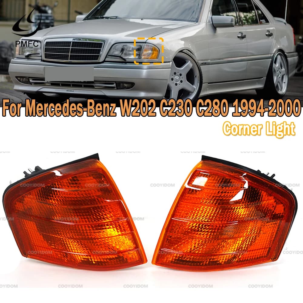 PMFC – couvercle de cadre de clignotant, lampe d'angle latérale de voiture, sans ampoules, pour Mercedes Benz classe C W202 C230 C280 1994 – 2000 2028261243