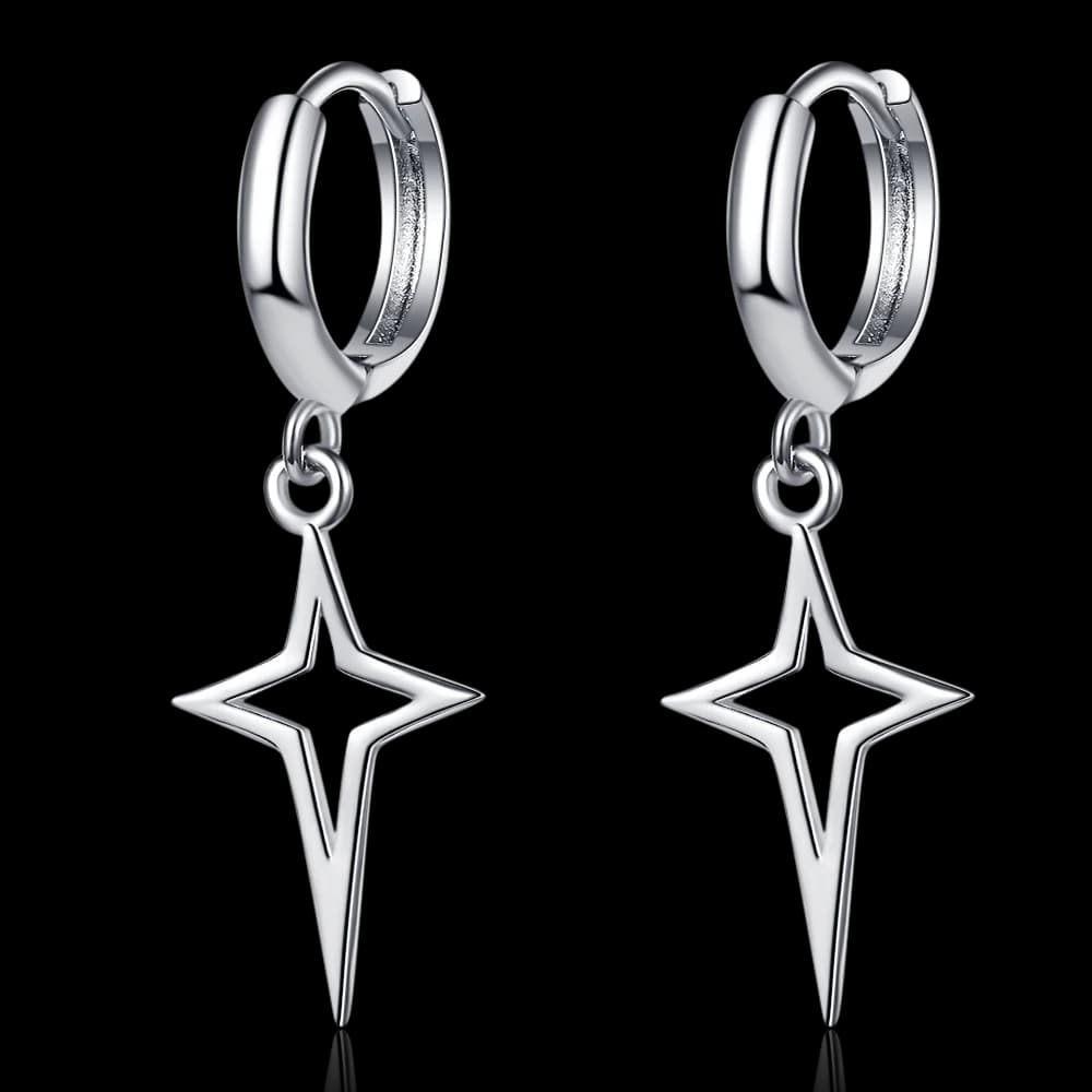 Boucles d'oreilles pendantes étoile en argent sterling 925 style hip-hop unisexe, bijoux simples style streetwear, cadeau