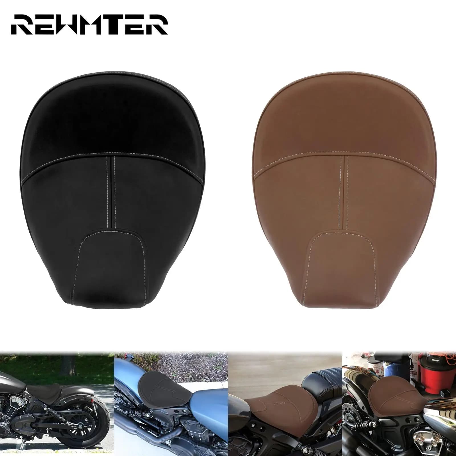 Siège de conducteur avant de moto en pu, coussin de selle, siège Solo noir/marron pour Indian Scout soixante 2016 – 2020 Scout 15-2020