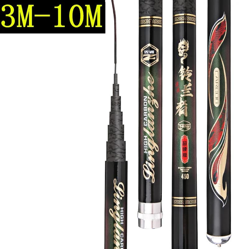 Pêche à la carpe télescopique ultralégère, mangeoire en fibre de carbone, menton d'eau douce, 6m, 7m, 8m, 9m, 10m, nouveau