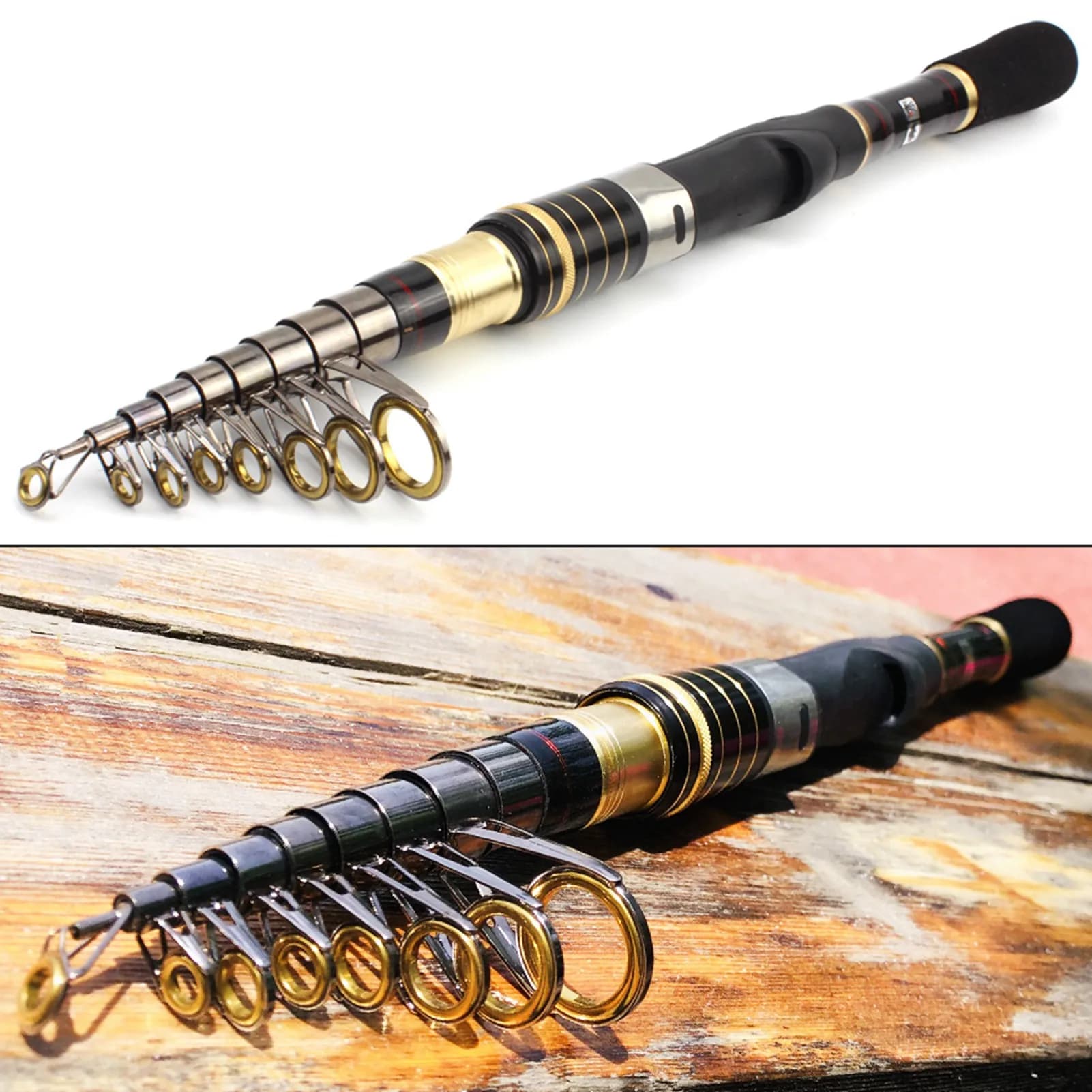 Canne à pêche spinning télescopique portable en carbone, idéale pour pêcher la carpe ou la truite en mer, nouveau modèle